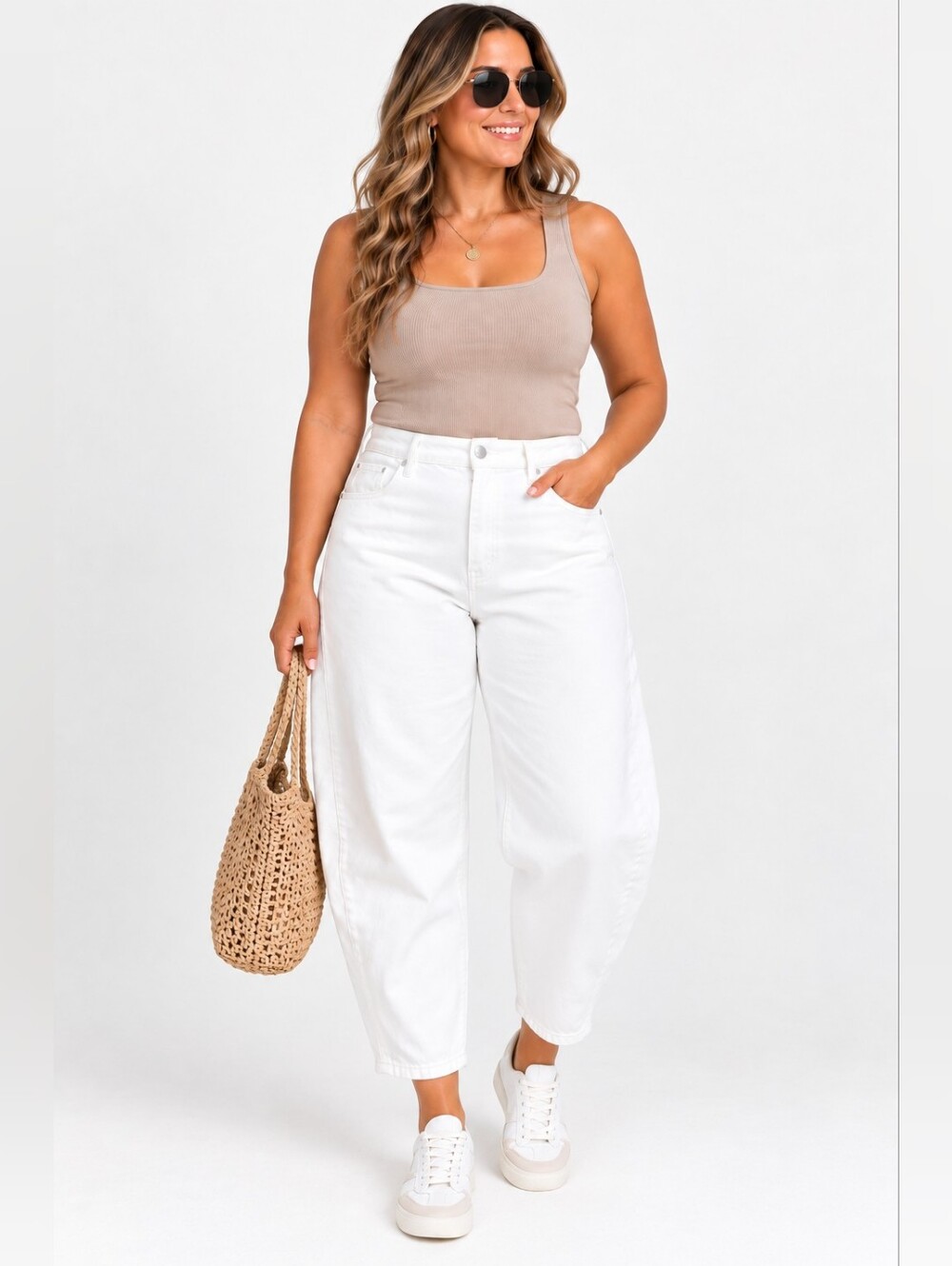 Universal Thread Easy Barrel Jeans Women’s Plus 26 White High-Rise Barrel Leg